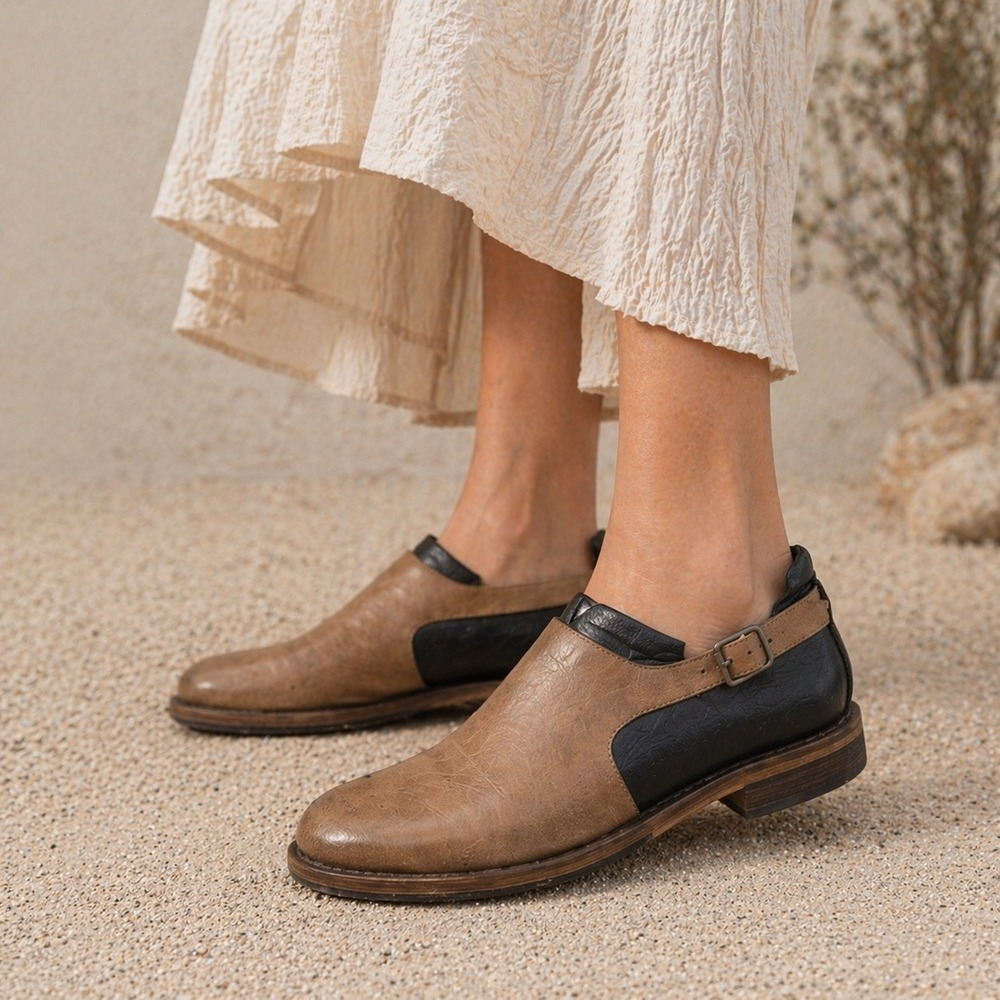 Gee WaWa Anthropologie Merrill‎ Brown Leather Slip On Loafers Shoes Boho Sz 9M
